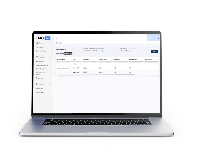 TRIO Cloud Vending Management System on MacBook Preview