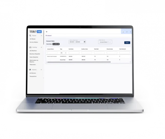 TRIO Cloud Vending Management System on MacBook Preview