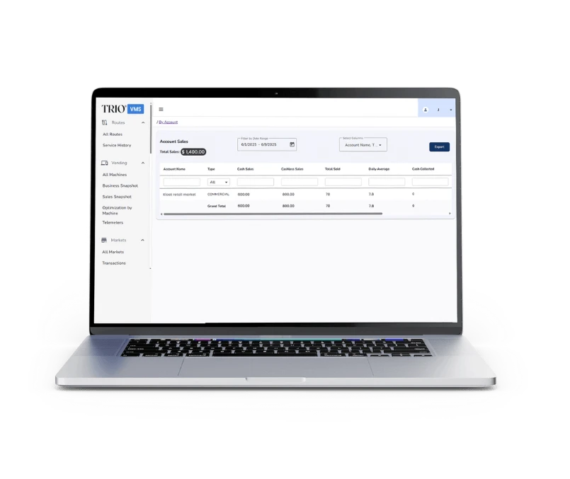 TRIO Cloud Vending Management System on MacBook Preview